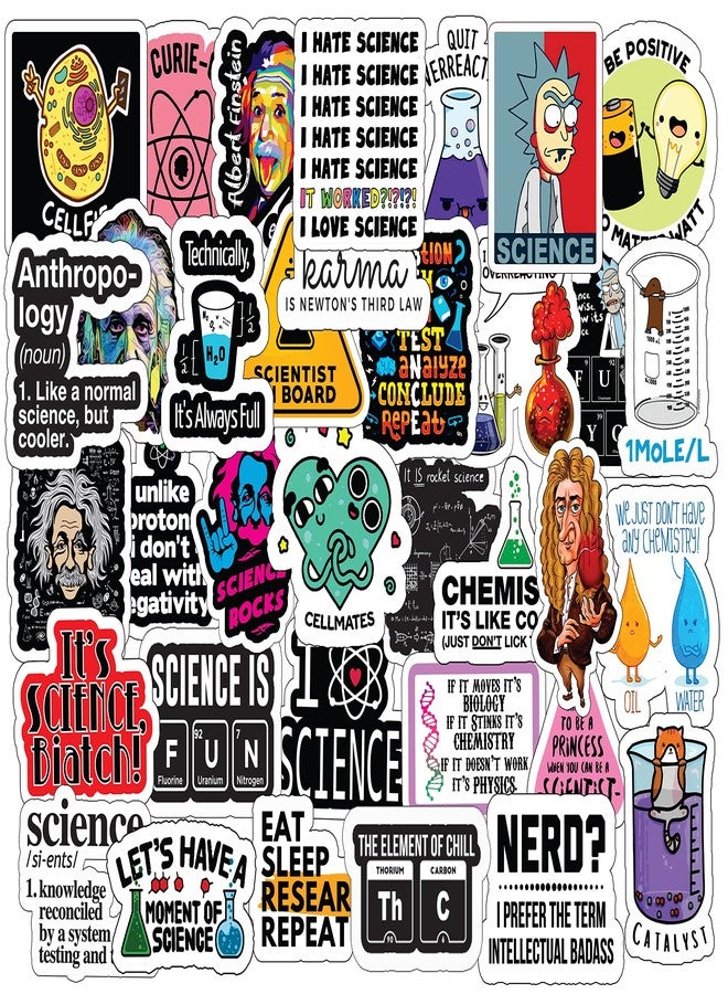 PIXELARTZ ملصقات فينيل بتصميم كيمياء علمية من PIXELARTZ، يمكنك صنعها بنفسك، مناسبة لأجهزة الكمبيوتر المحمولة، وألواح التزلج، والحقائب، وألواح التزلج على الجليد، والثلاجات، والألعاب، والسيارات، والدراجات، والهواتف، والغيتار (متعددة الألوان) (14) - Image 1